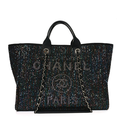 Chanel Calfskin Sequin Medium Deauville Tote Black 1 of 10