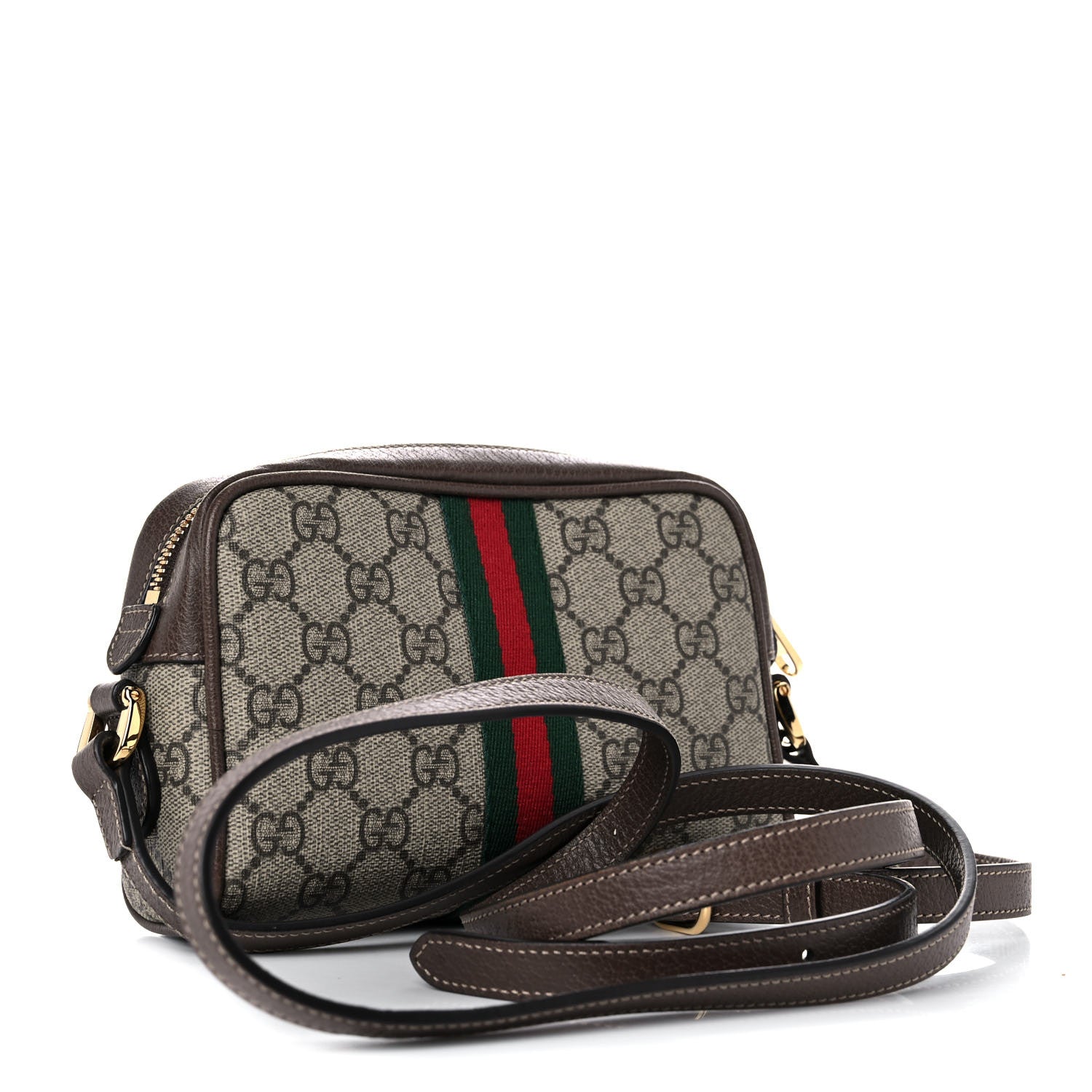 Gucci GG Supreme Monogram Web Mini Ophidia Shoulder Bag Brown 3 of 9