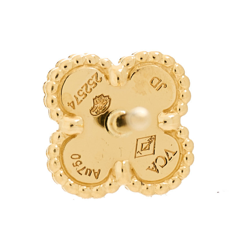 Van Cleef & Arpels 18K Yellow Gold Mother of Pearl Sweet Alhambra Earrings 4 of 5