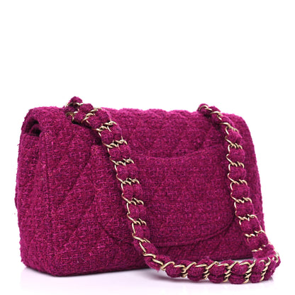 Chanel Tweed Quilted Double Flap Fuchsia 2 of 11