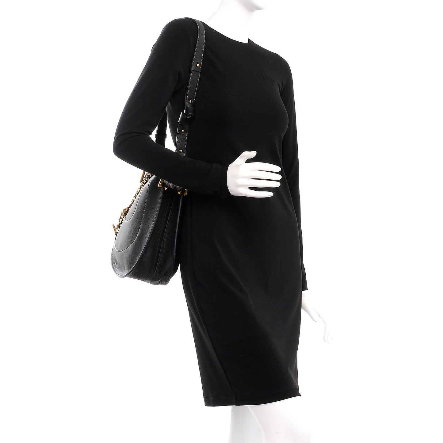 Grained Calfskin Small Hayley Hobo Black