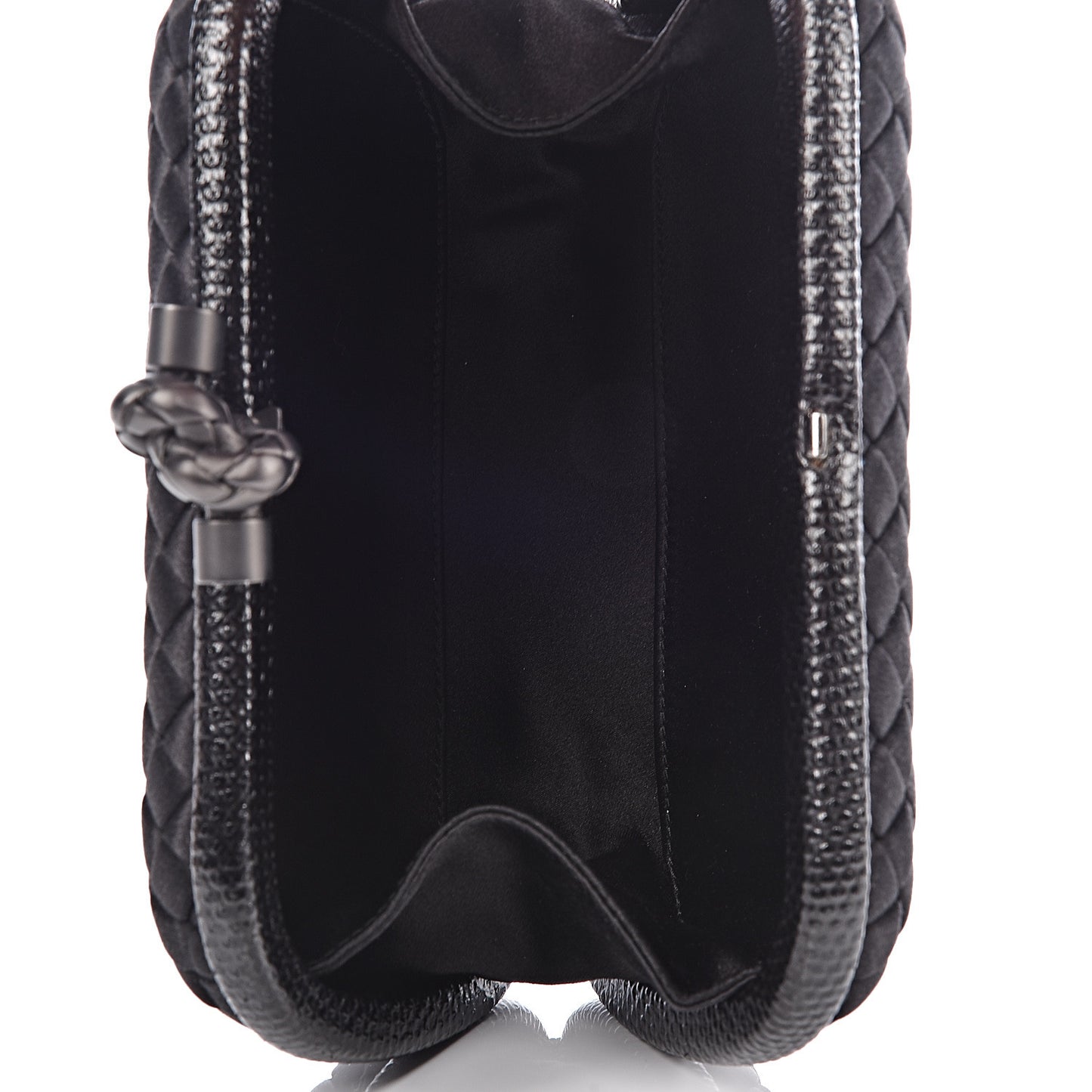 Satin Intreccio Impero Ayers Knot Clutch Black