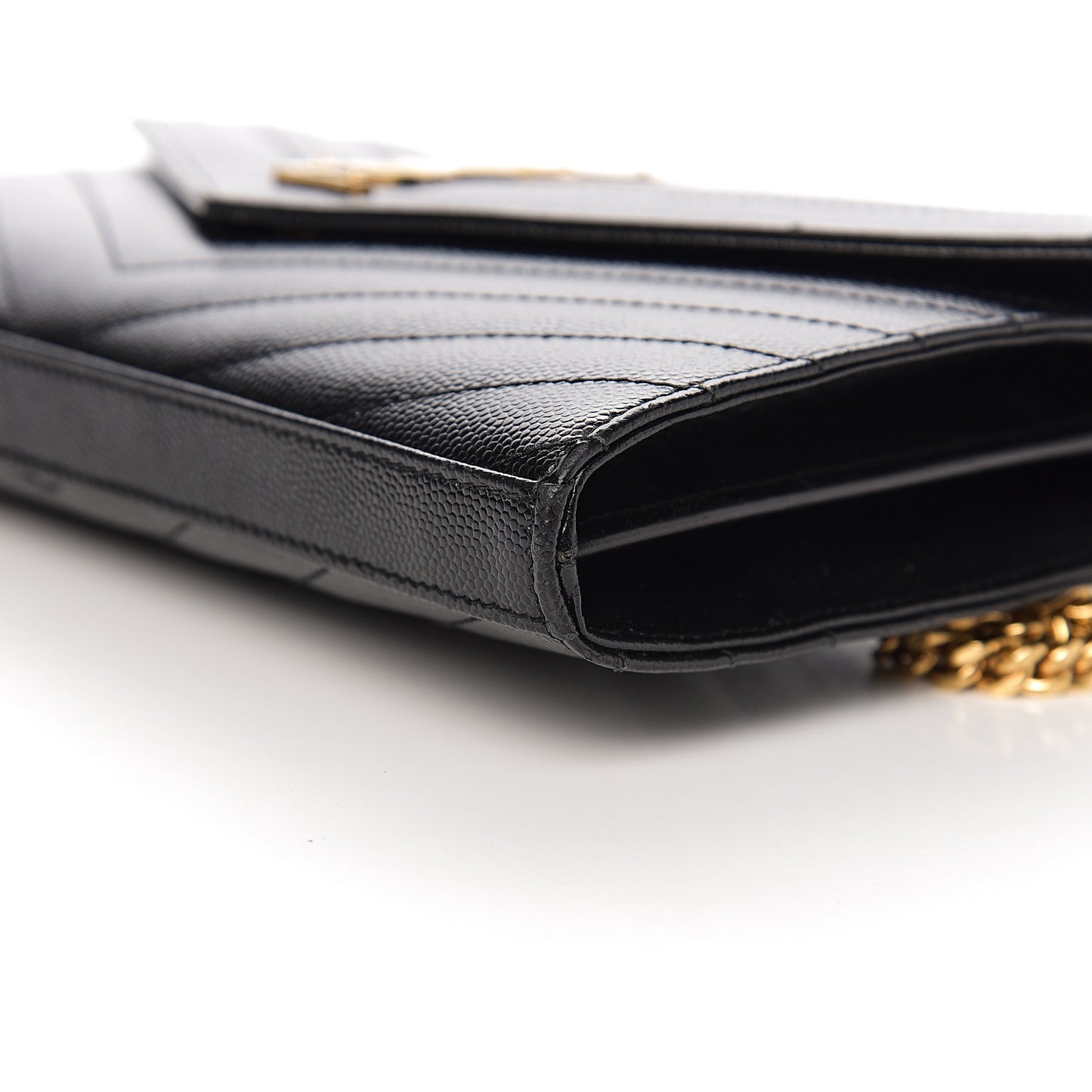 Grain De Poudre Matelasse Chevron Monogram Chain Wallet Black