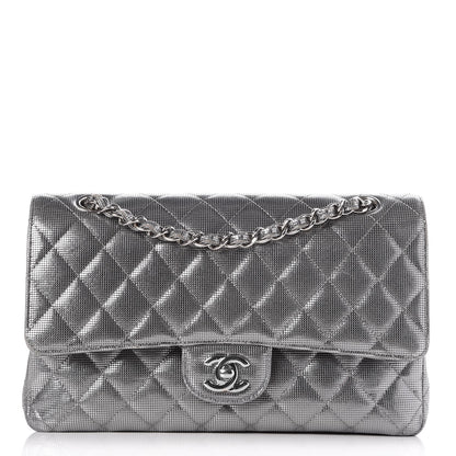Chanel Calfskin Metallic Pixel Effect Medium Double Flap Silver 1 of 9