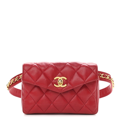 Chanel Lambskin Quilted Flap Waist Belt Bag 75 30 Red 1 of 10