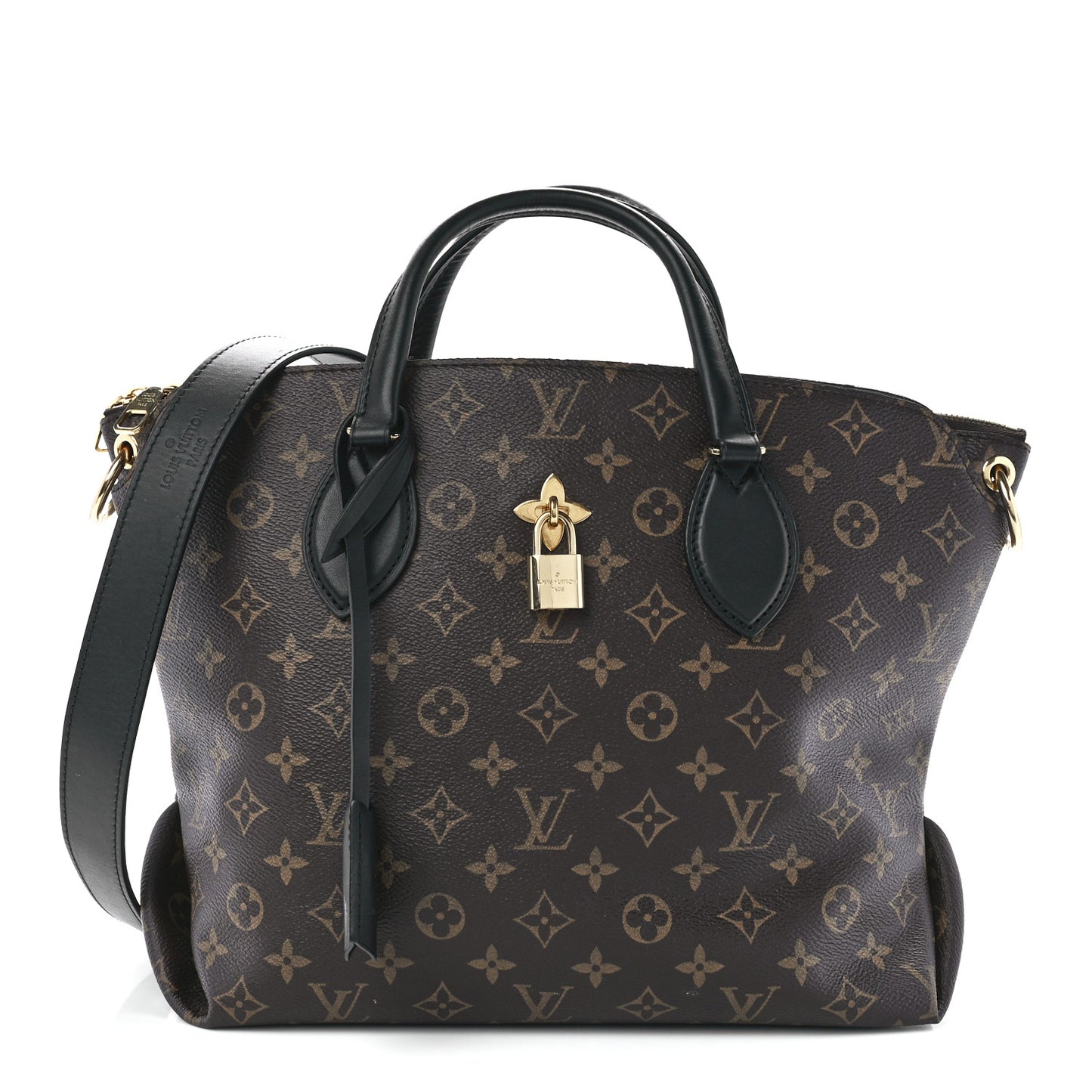 Monogram Flower Zipped Tote MM Black