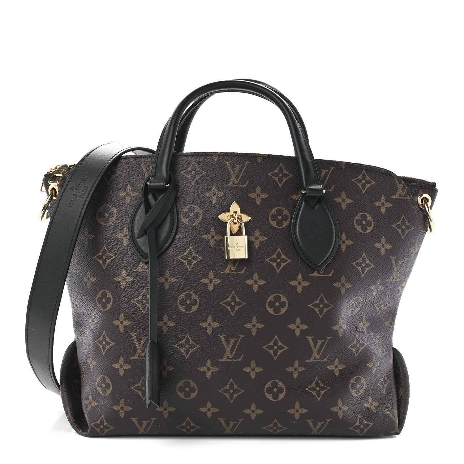 Louis Vuitton Monogram Flower Zipped Tote MM Black 1 of 13