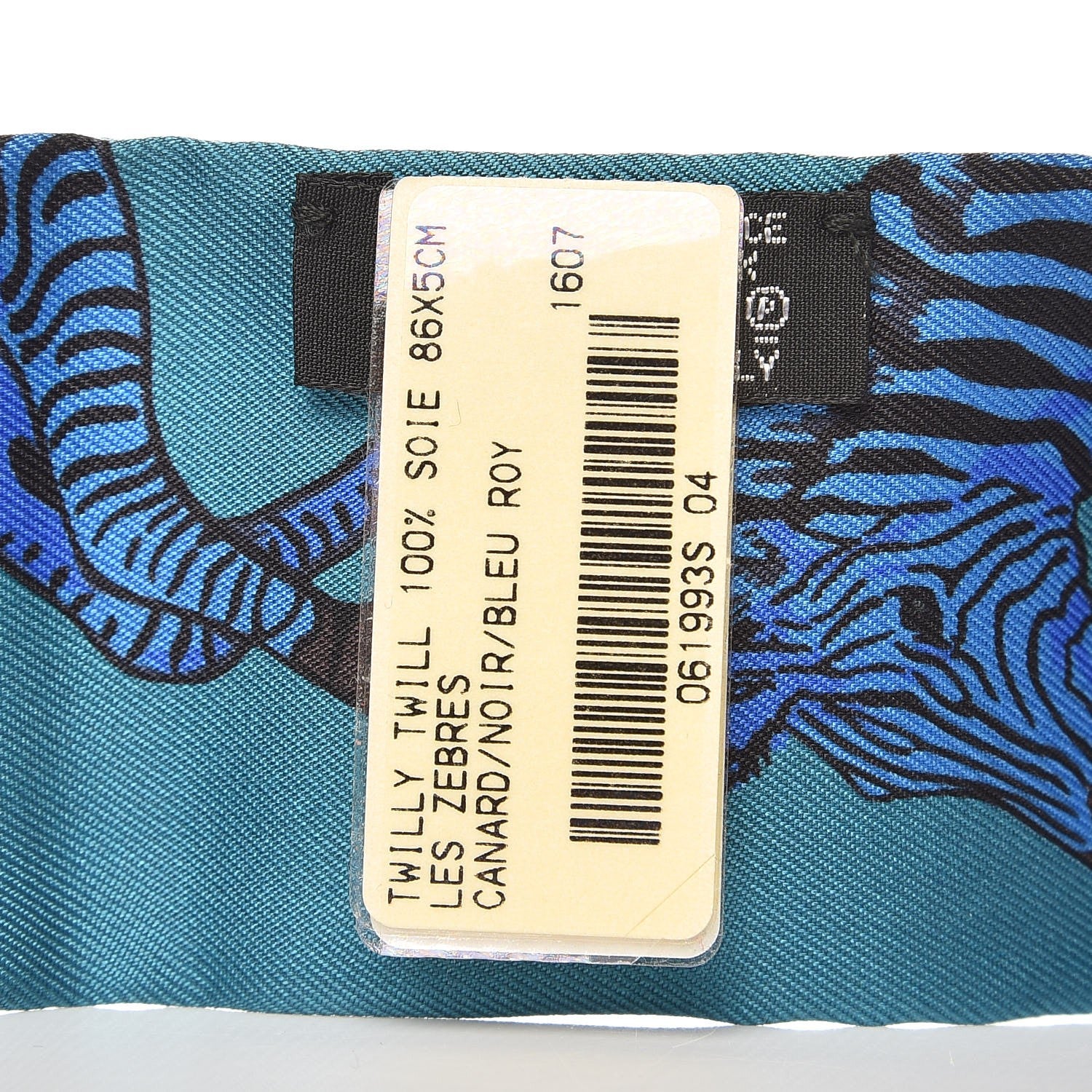 Hermes Silk Les Zebres Twilly Canard Noir Bleu Roy 4 of 6