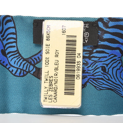 Hermes Silk Les Zebres Twilly Canard Noir Bleu Roy 4 of 6