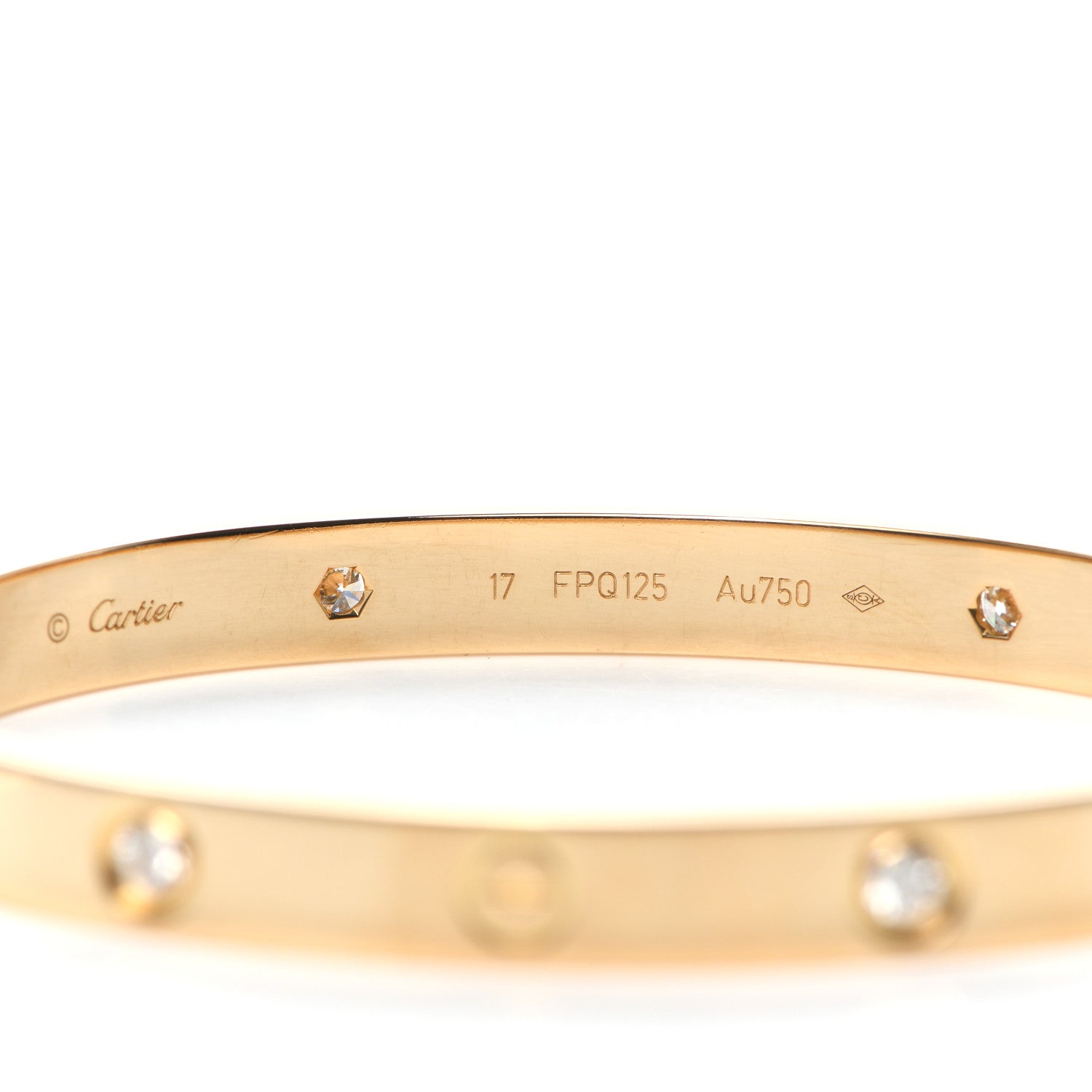Cartier 18K Yellow Gold 4 Diamond LOVE Bracelet 17 4 of 5