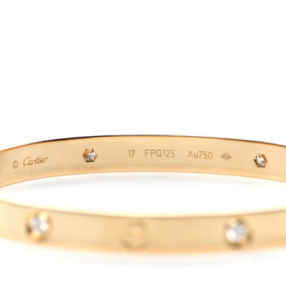 Cartier 18K Yellow Gold 4 Diamond LOVE Bracelet 17 4 of 5