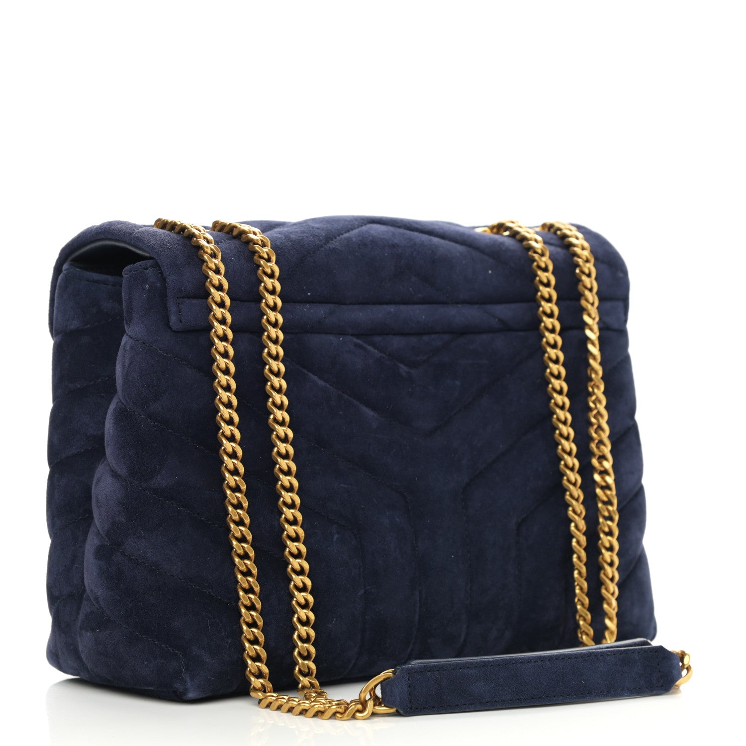 Saint Laurent Velvet Y Quilted Monogram Small Loulou Chain Satchel Marine 3 of 11
