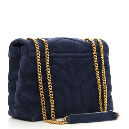 Saint Laurent Velvet Y Quilted Monogram Small Loulou Chain Satchel Marine 3 of 11