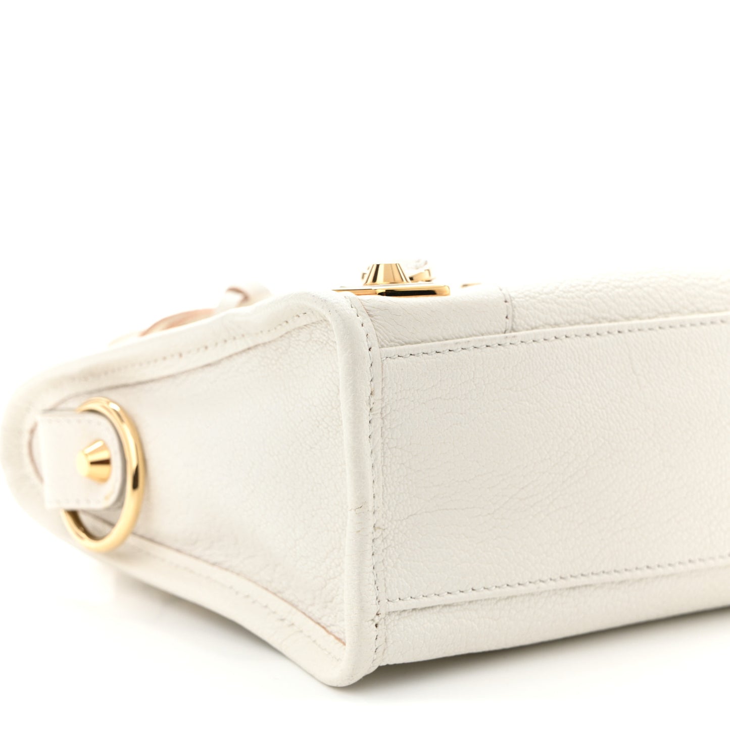 Chevre Gold Metallic Edge Hardware Mini City White