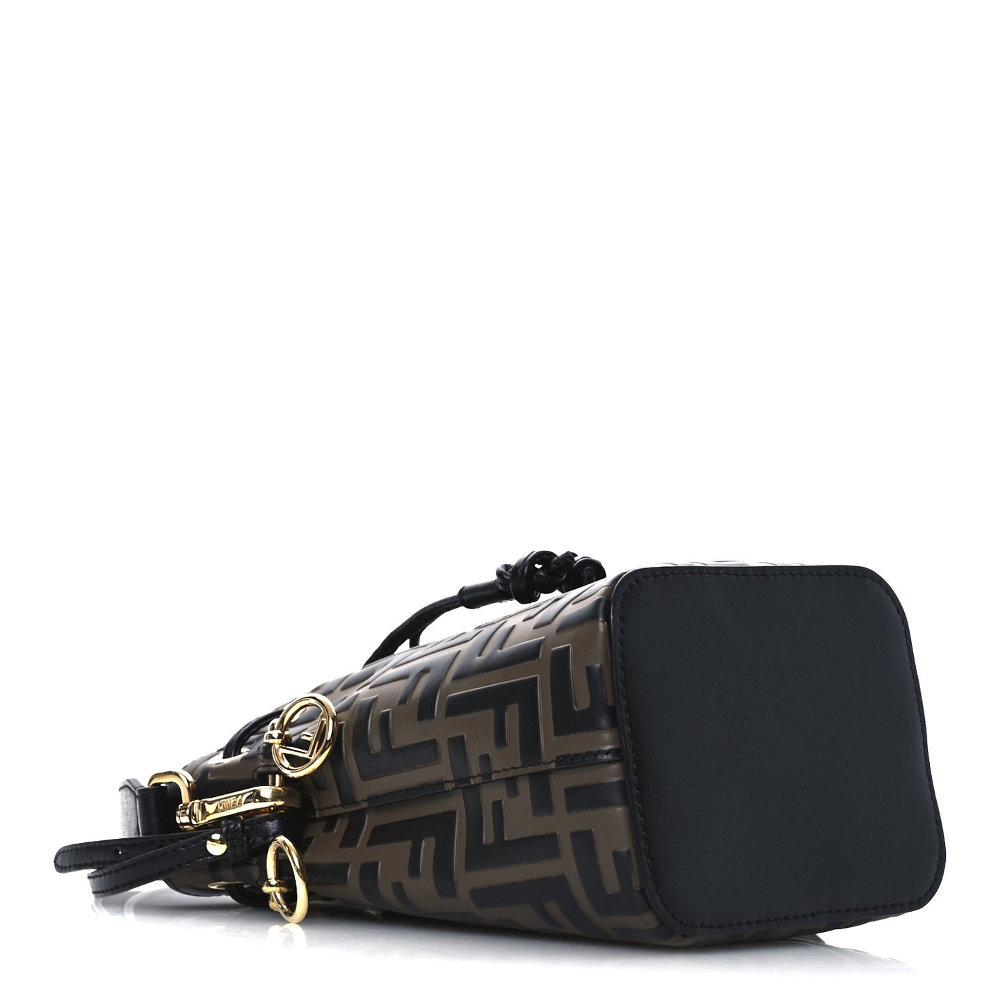 Vitello Liberty F is Fendi Bi-Color FF 1974 Embossed Mini Mon Tresor Bucket Bag Maya Black