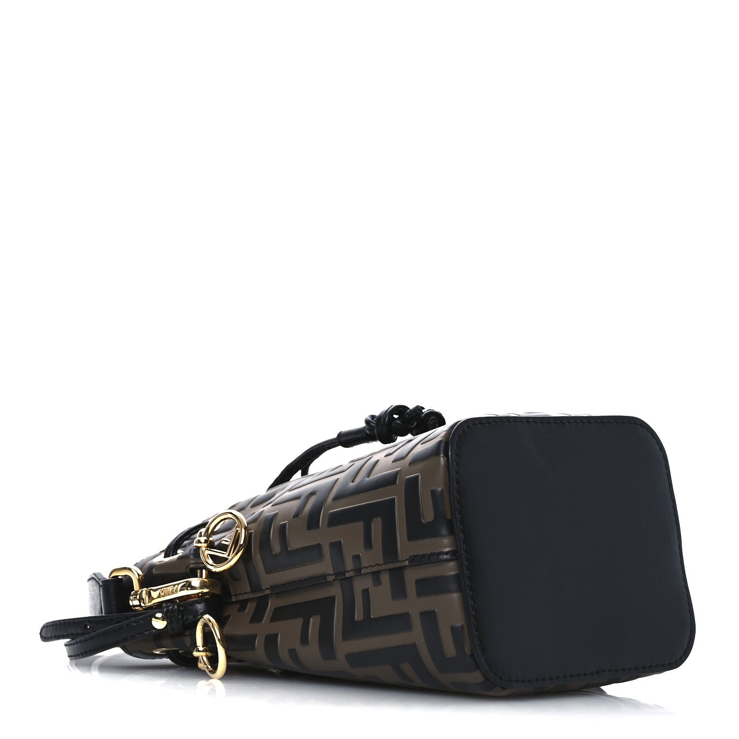 Fendi Vitello Liberty F is Fendi Bi-Color FF 1974 Embossed Mini Mon Tresor Bucket Bag Maya Black 4 of 11