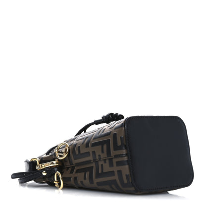 Fendi Vitello Liberty F is Fendi Bi-Color FF 1974 Embossed Mini Mon Tresor Bucket Bag Maya Black 4 of 11