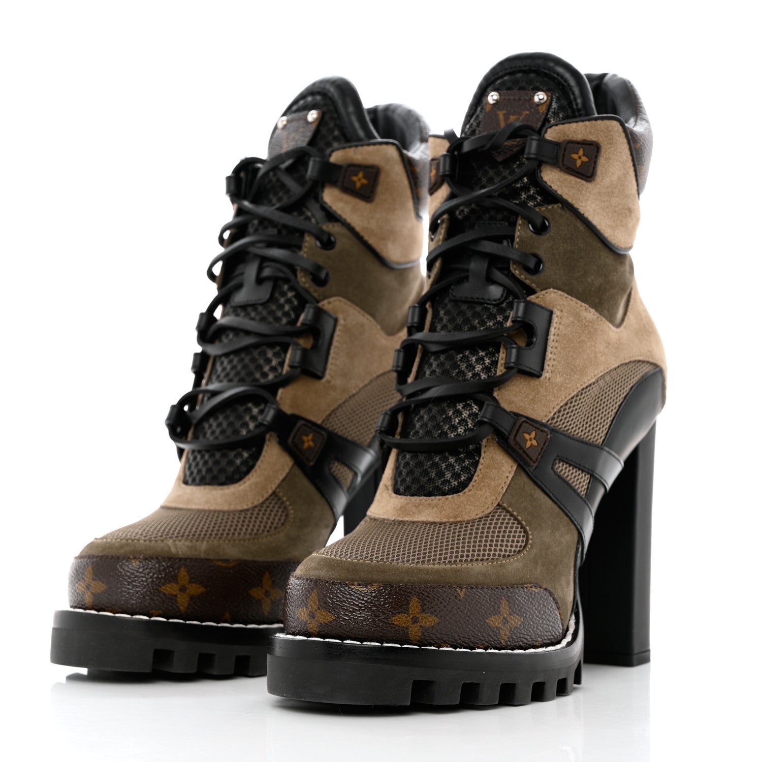 Louis Vuitton Suede Calfskin Monogram Star Trail Ankle Boots 39 Khaki 3 of 9