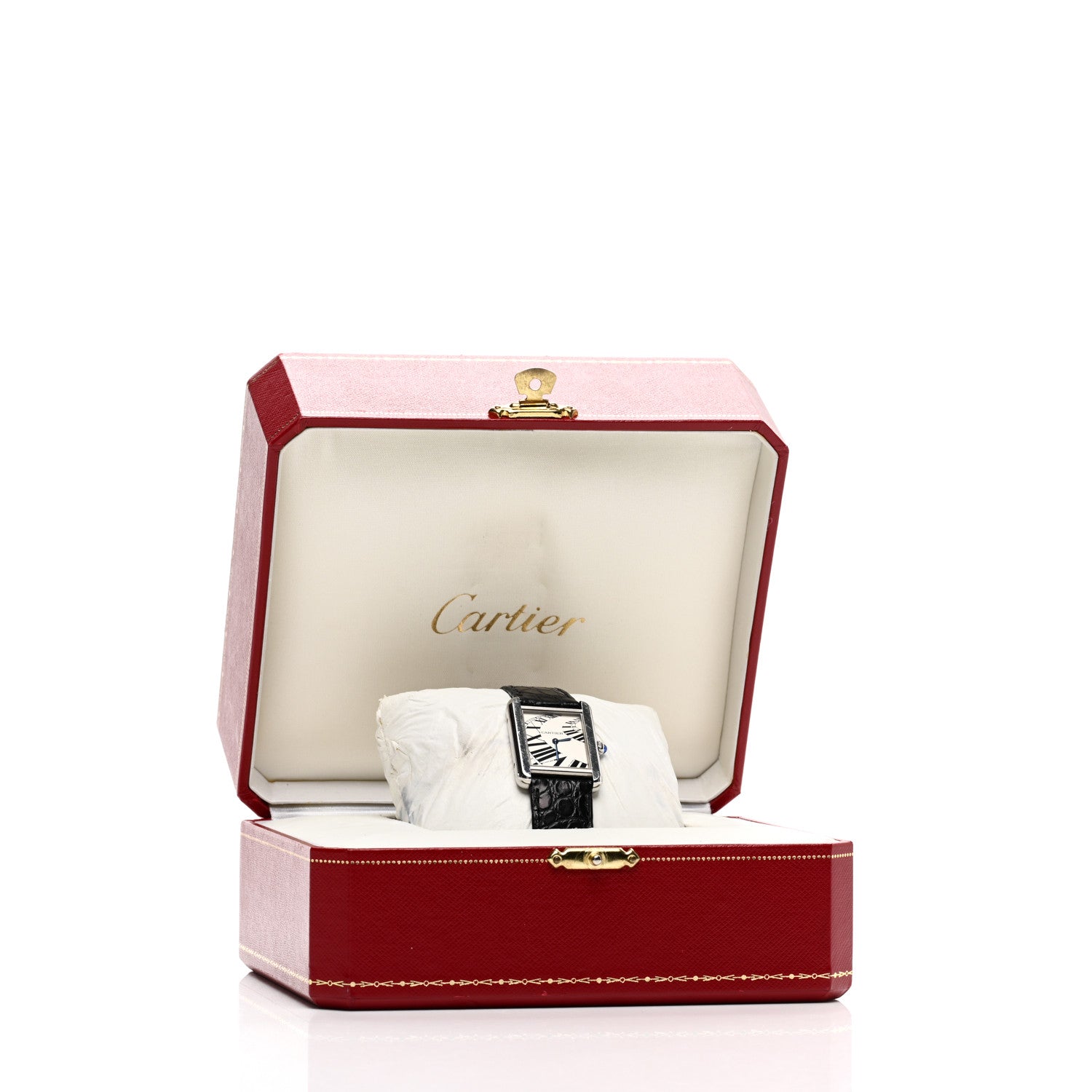 Cartier Stainless Steel Alligator 24mm Tank Solo Piano Quartz Watch 5 of 5