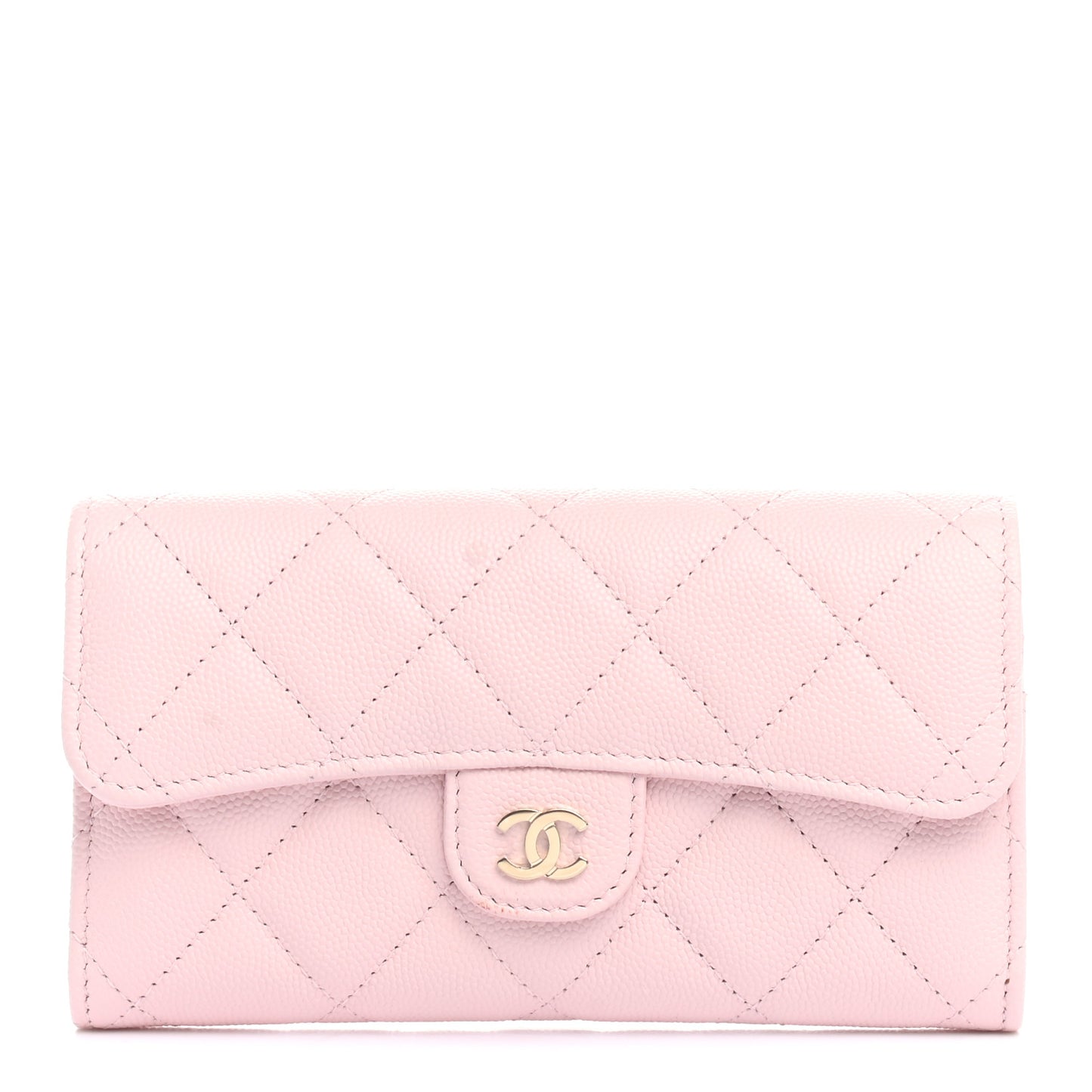Caviar Quilted Medium Flap Wallet Light Pink