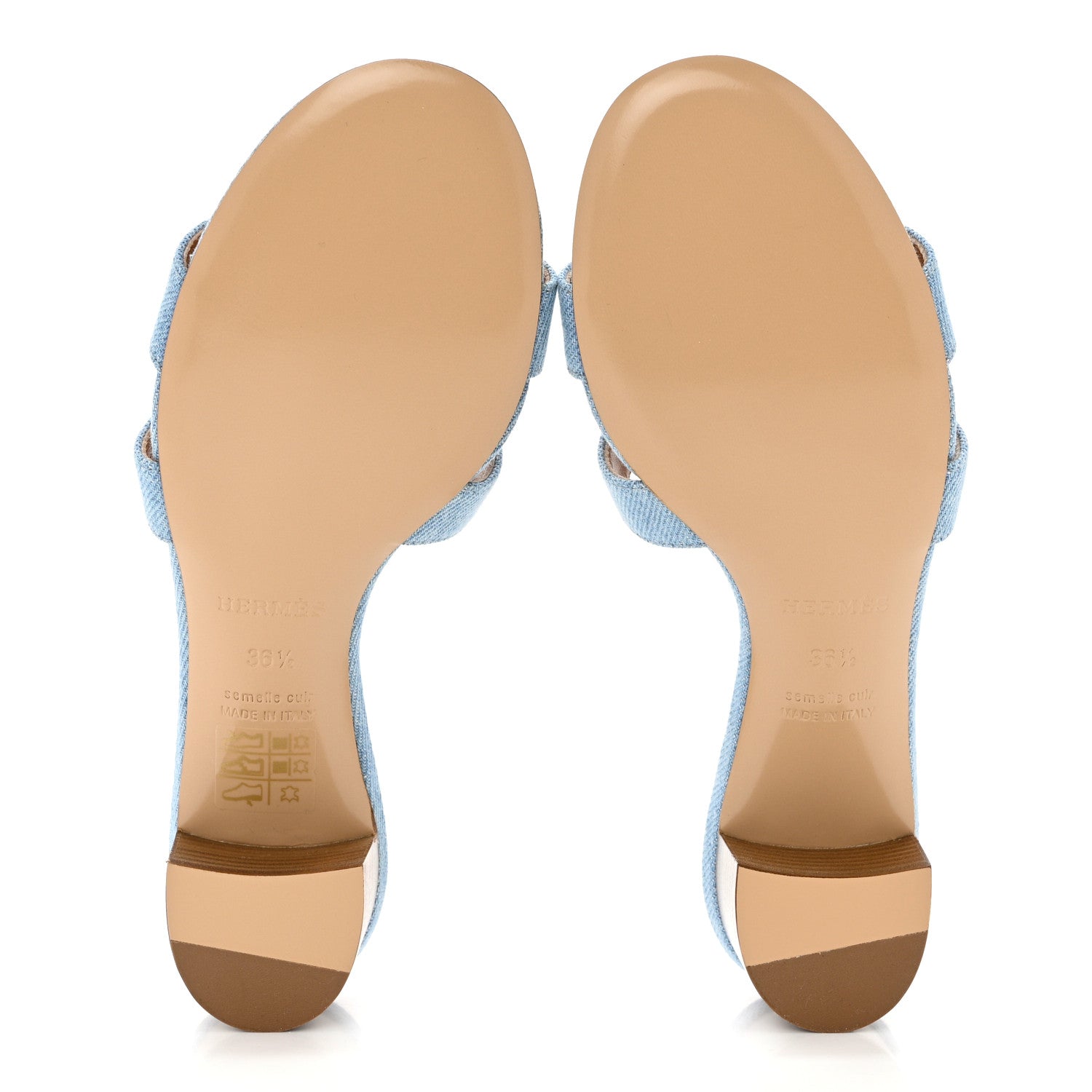 Hermes Denim Oasis Sandals 36.5 Bleu Clair 5 of 9