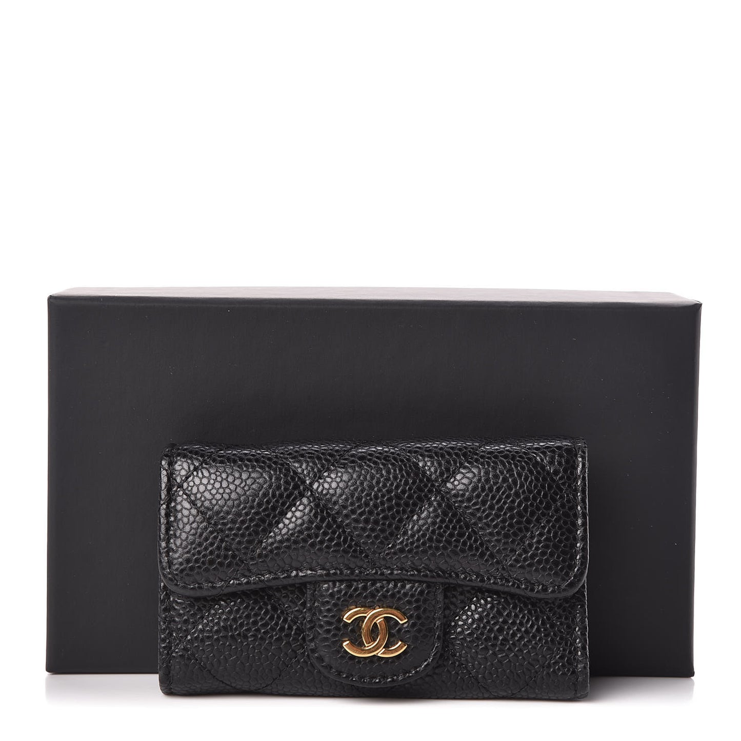 Caviar Quilted 6 Key Holder Black