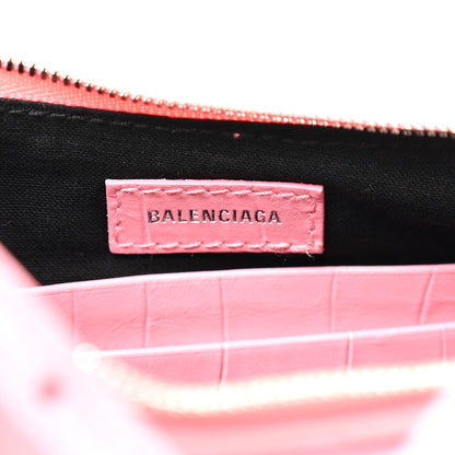 Balenciaga Extra Supple Calfskin Crocodile Embossed Le Cagole Mini Purse With Chain Sweet Pink 6 of 9