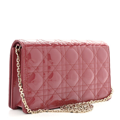 Christian Dior Patent Cannage Lady Dior Clutch Mallow Rose 4 of 14