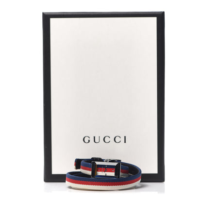 Gucci Stainless Steel Nylon 14mm Web G-Frame Triple Wrap Quartz Watch Blue 5 of 5