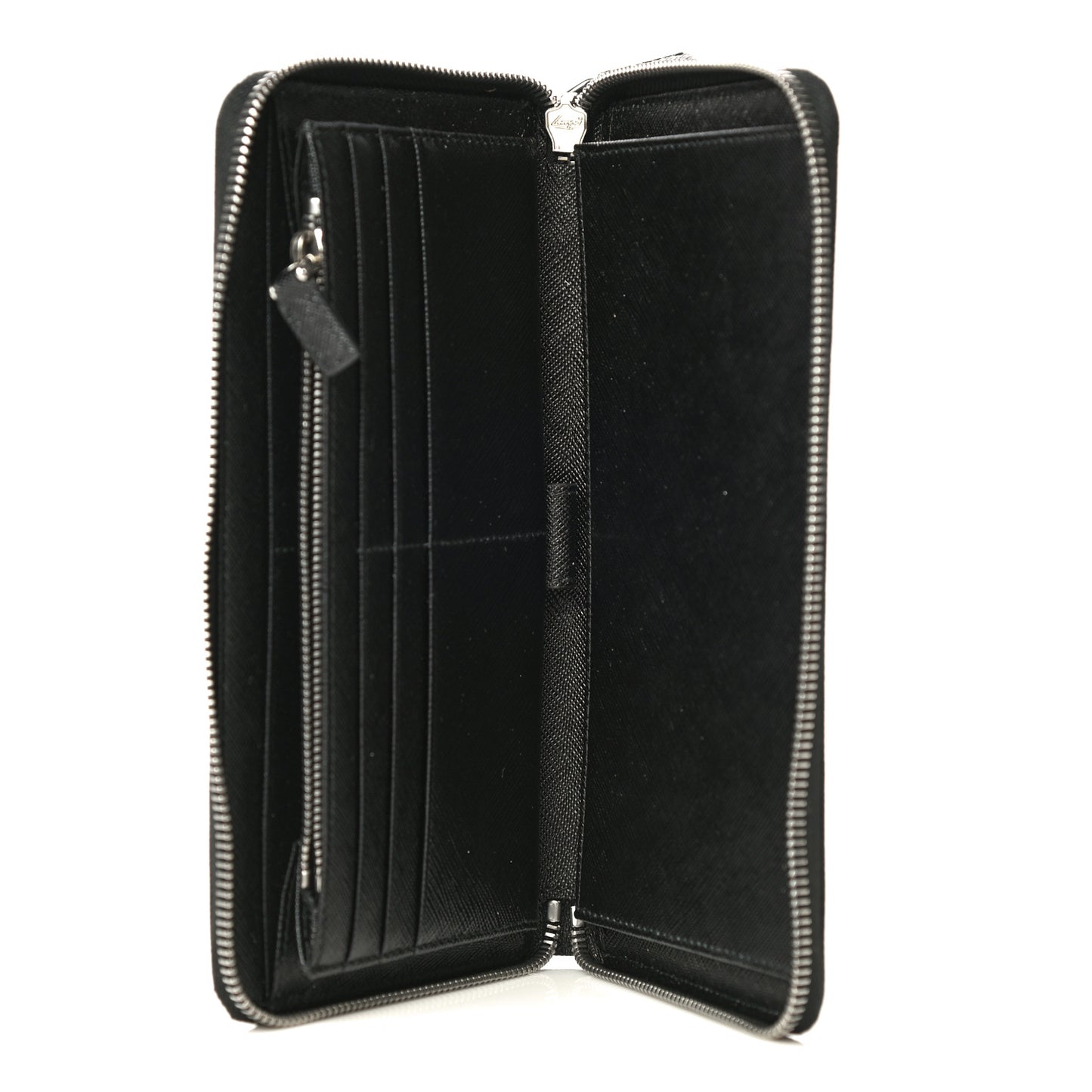Saffiano Large Zip Around Travel Wallet Black