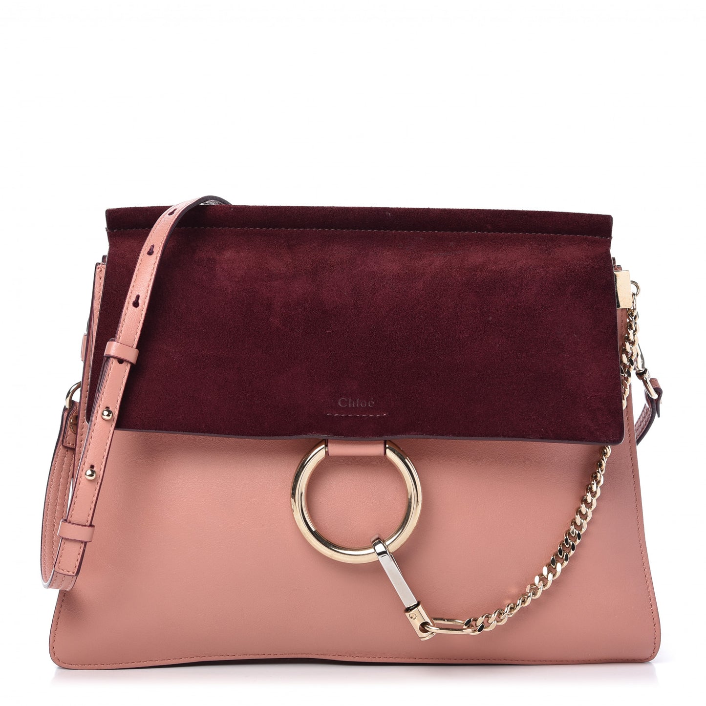 Calfskin Suede Medium Faye Shoulder Bag Misty Rose Dark Purple