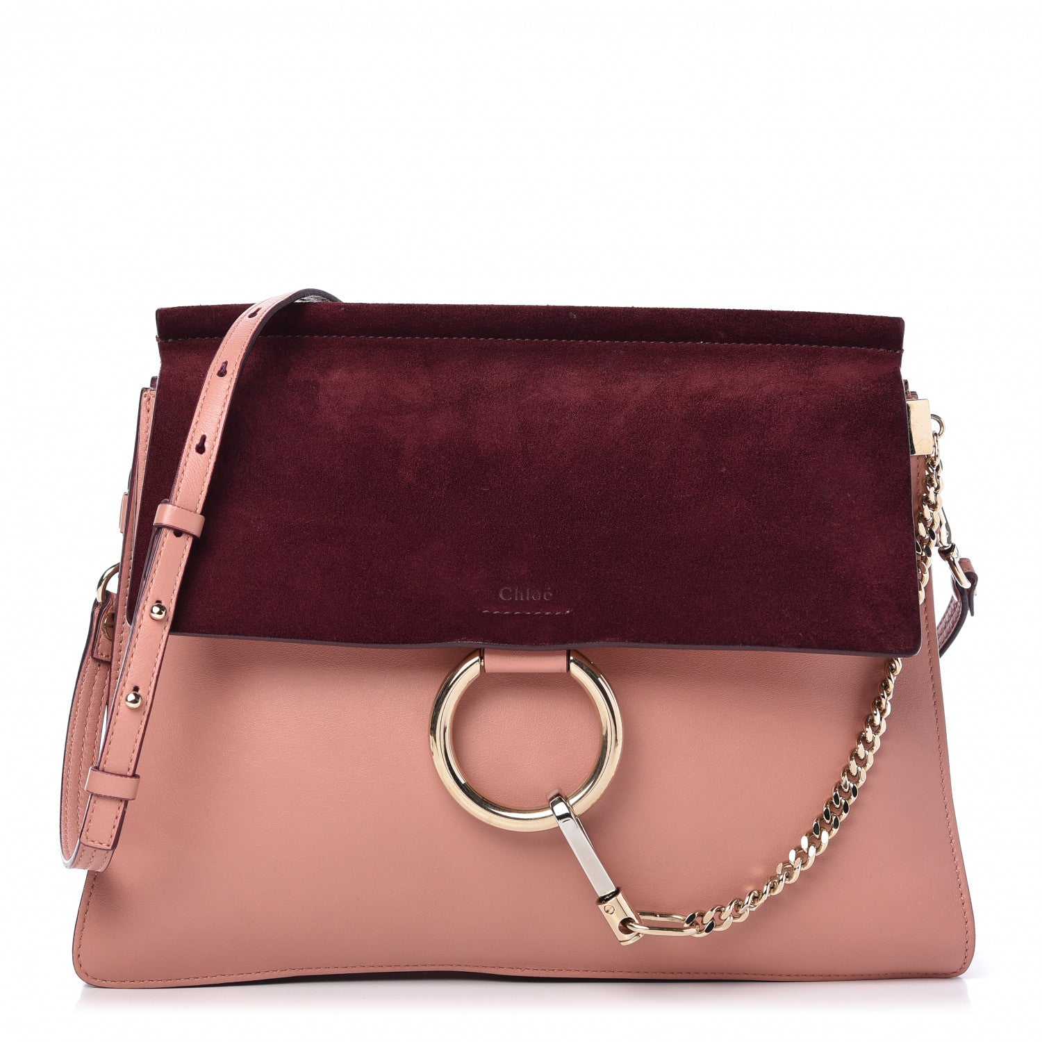 Chloe Calfskin Suede Medium Faye Shoulder Bag Misty Rose Dark Purple 1 of 9
