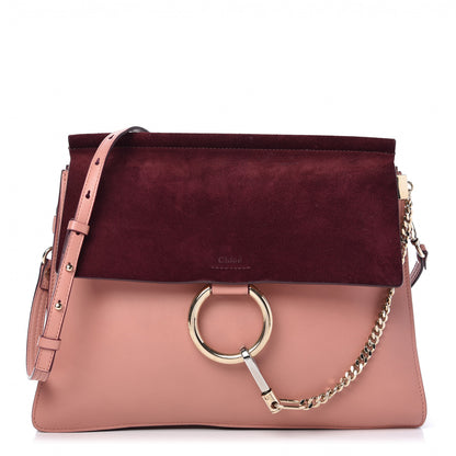 Chloe Calfskin Suede Medium Faye Shoulder Bag Misty Rose Dark Purple 1 of 9