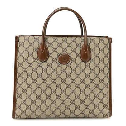 Gucci GG Supreme Monogram Azalea Calfskin Small Retro Interlocking G Tote Bag Beige Ebony Brown Sugar 1 of 9