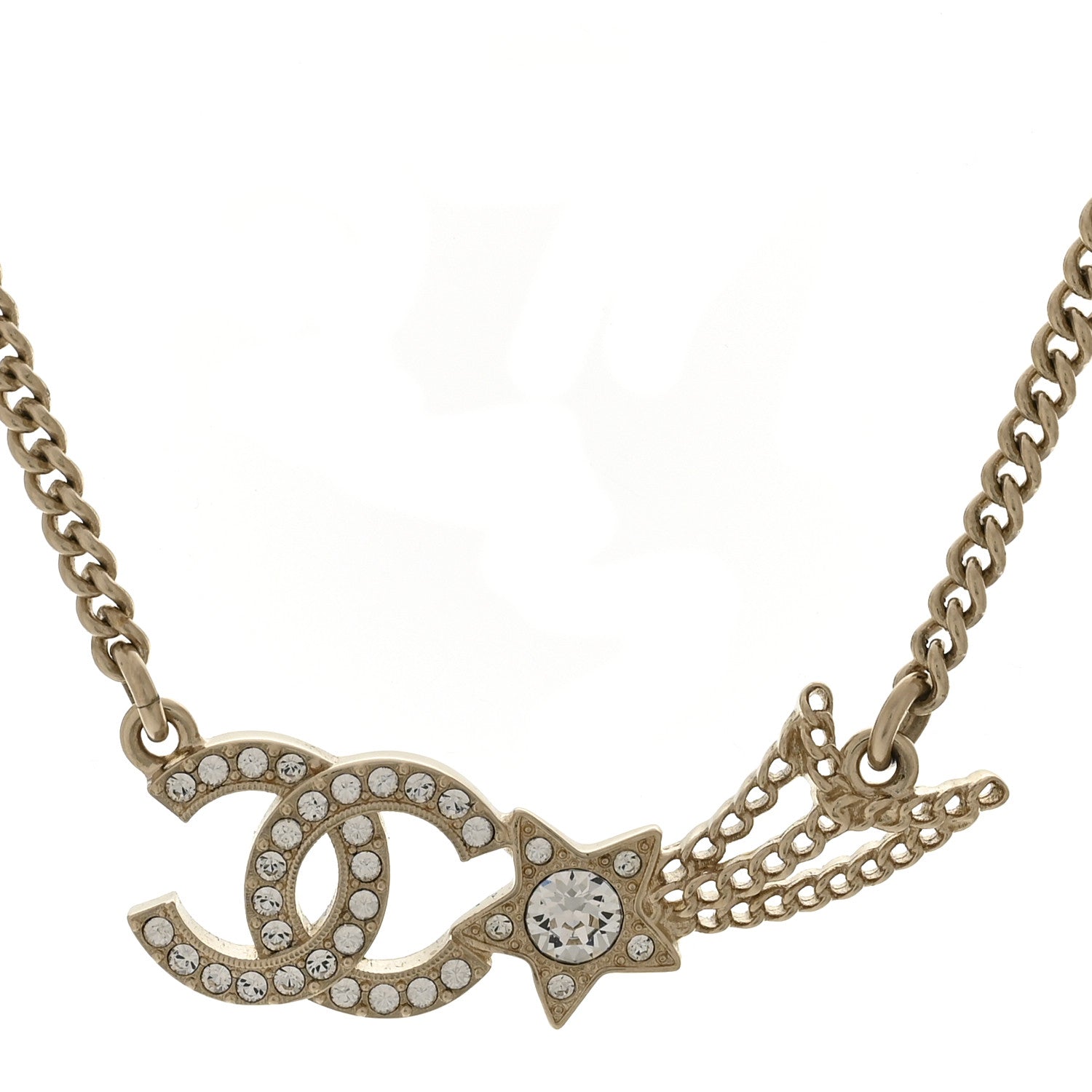 Chanel Crystal Starfall CC Pendant Necklace Gold 4 of 6