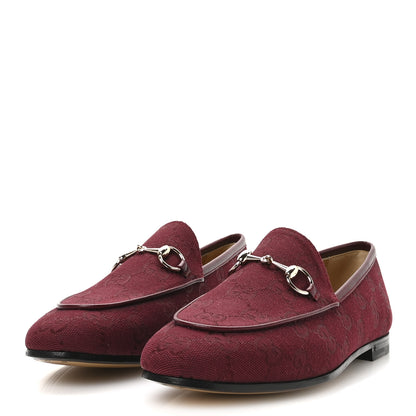Gucci New Canvas GG Monogram Malaga Kid Horsebit Womens Jordaan Loafers 36.5 Rosso Ancora 4 of 9
