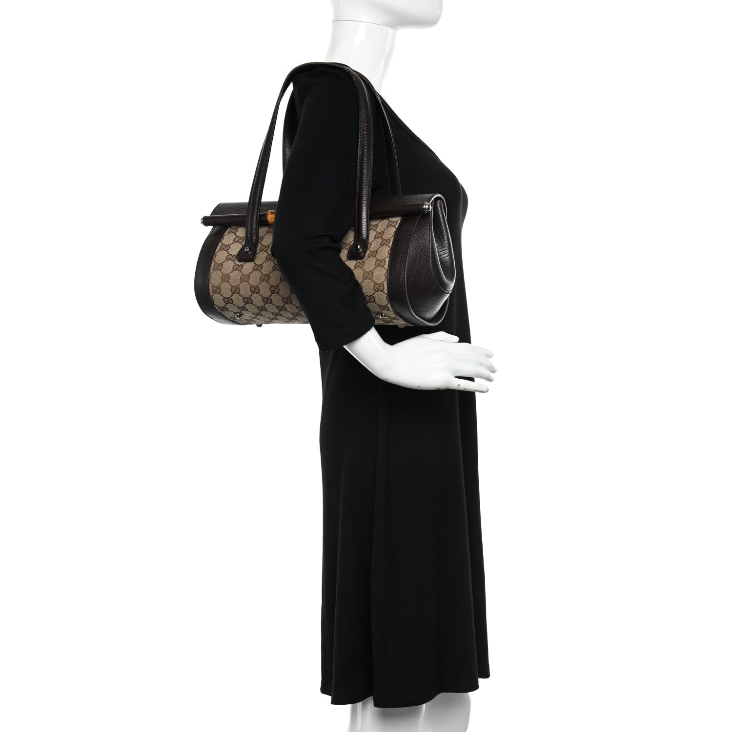 Gucci Monogram Bamboo Bullet Bag Dark Brown 2 of 12