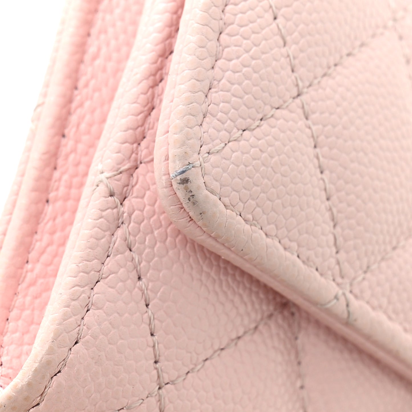 Caviar Quilted Crystal CC Flap Card Holder Pink