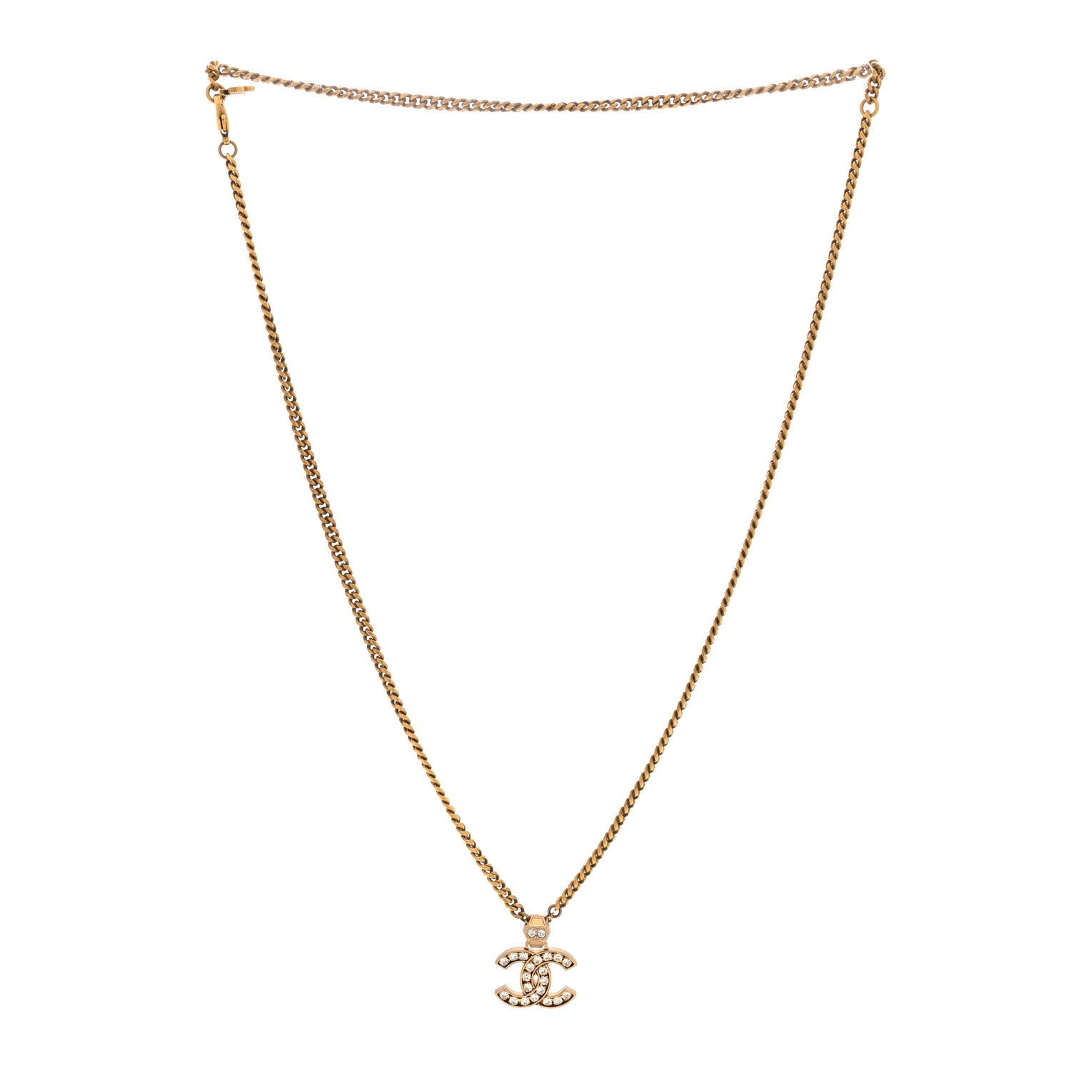 Chanel Crystal CC Necklace Gold 3 of 5