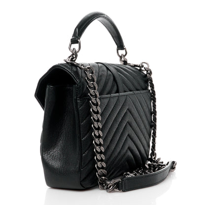 Saint Laurent Sheepskin Matelasse Chevron Monogram Medium College Bag Black 3 of 13