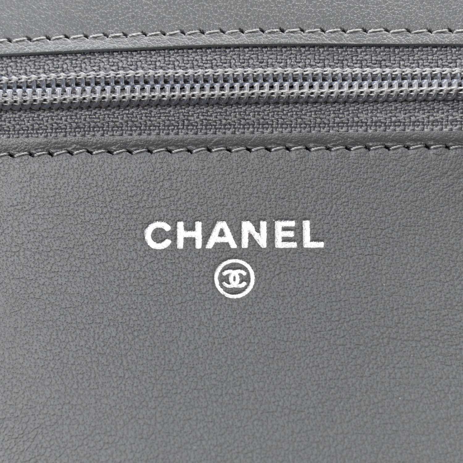 Chanel Caviar Chevron Quilted Boy Wallet On Chain WOC Grey 6 of 12
