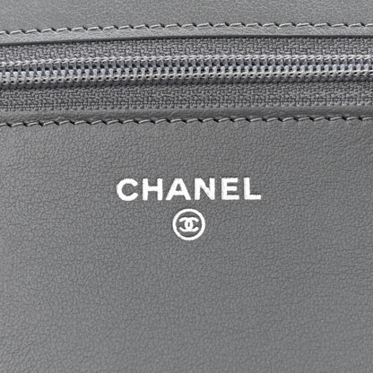 Chanel Caviar Chevron Quilted Boy Wallet On Chain WOC Grey 6 of 12