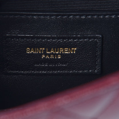 Saint Laurent Grain De Poudre Textured Mixed Matelasse Triquilt Small Monogram Satchel Burgundy 6 of 9