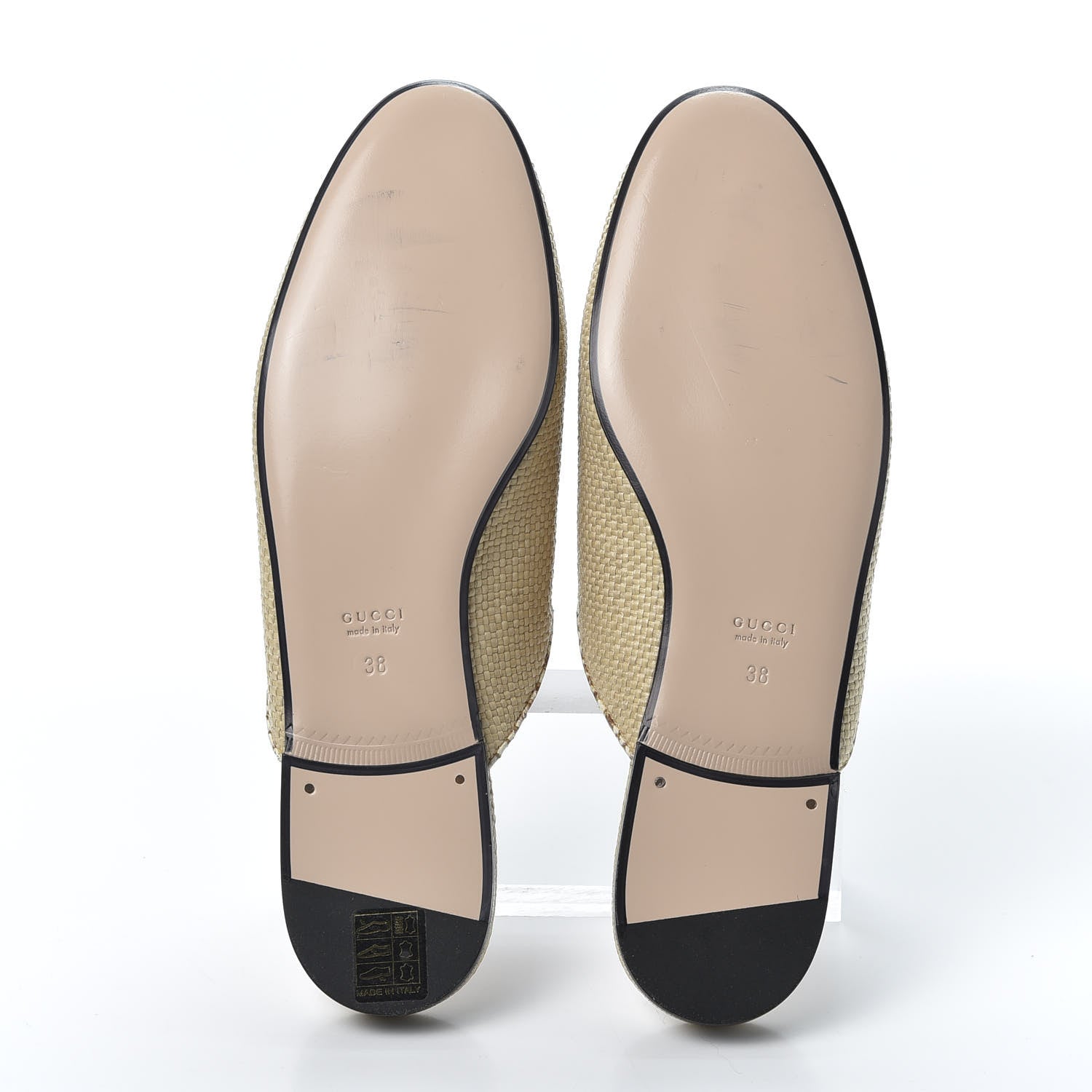 Gucci Straw Elaphe Womens Princetown Slippers 38 Natural Cream Brown 5 of 10