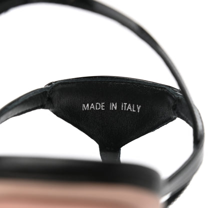 Prada Vernice Metal Triangle Logo Slingback Flat Thong Sandals 38.5 Black 8 of 10
