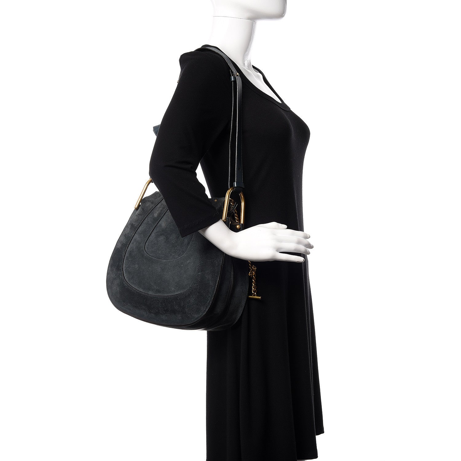 Chloe Calfskin Suede Small Hayley Hobo Silver Blue 2 of 15