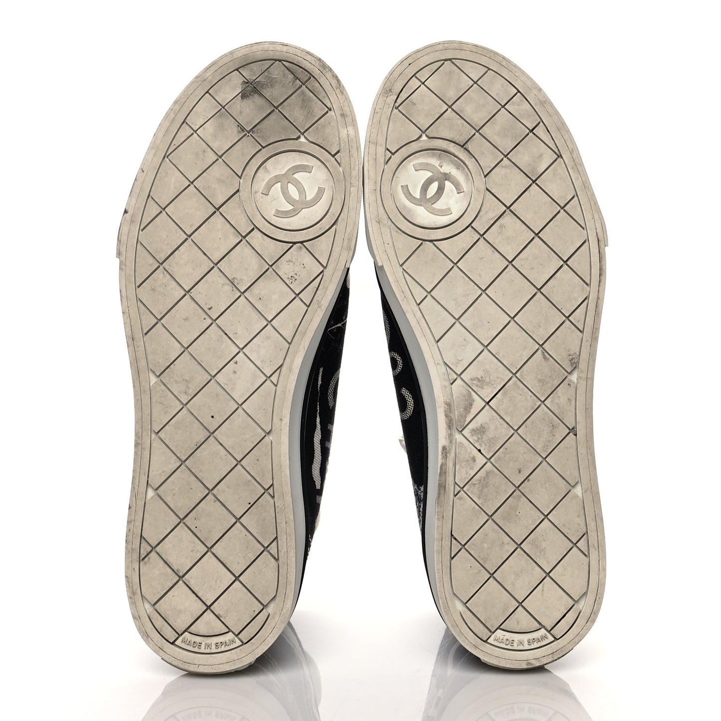 Printed Fabric High Top Logo Sneakers 37 White Black