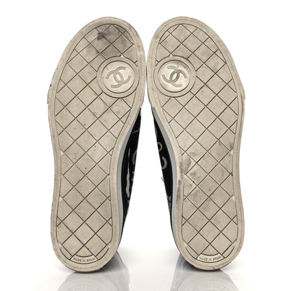 Chanel Printed Fabric High Top Logo Sneakers 37 White Black 6 of 10