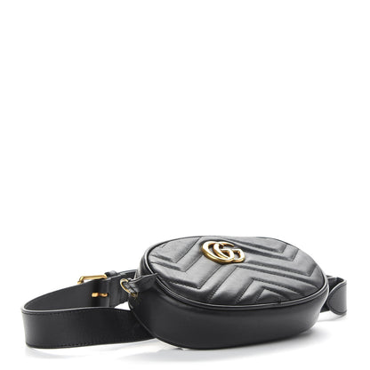 Gucci Calfskin Matelasse GG Marmont Belt Bag 75 30 Black 7 of 10