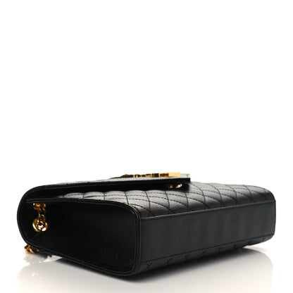 Saint Laurent Grain De Poudre Textured Mixed Matelasse Triquilt Medium Monogram Satchel Black 4 of 6
